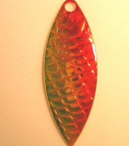 Willow Leaf Pro Size 4, Chartreuse and Red, Silver Back